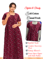 MANGAI Premium Casual Wear Cotton FROCK Model Nighties | Stylish Pleated Frock Style | Multipurpose Nighties | Casual & Pregnancy Wear | Pleated Model | Stylish Nighties for Stylish Women (MW)