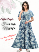 Fresh Arrivals MANGAI Alpine FULL FROCK Model Nighties | Beautiful Stylish Frock Style | Stylish Fancy Sleeves | Side Pocket | Perfect Nightwear Trendy Women's (FRK)