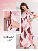 New Stylish Digital Printed Rayon Maternity MAXI Frock | Feeding Friendly Vertical Invisible Zipper's | Adjustable Back Tie Rope | Side Pocket with Fancy Sleeve's | Perfect Maternity Feeding MAXI Frock (DRM)