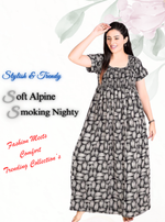 New Arrivals ONLY MINE Premium ALPINE Smokey Nighty | Beautiful Pleated Design | Side Pocket | Stylish Nighty for Trendy Women's | Your Perfect Nightwear Collection's (ALS)