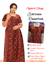 MANGAI Premium Casual Wear Cotton FROCK Model Nighties | Stylish Pleated Frock Style | Multipurpose Nighties | Casual & Pregnancy Wear | Pleated Model | Stylish Nighties for Stylish Women (MW)