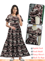 Fresh Arrivals MANGAI Alpine FULL FROCK Model Nighties | Beautiful Stylish Frock Style | Stylish Fancy Sleeves | Side Pocket | Perfect Nightwear Trendy Women's (FRK)