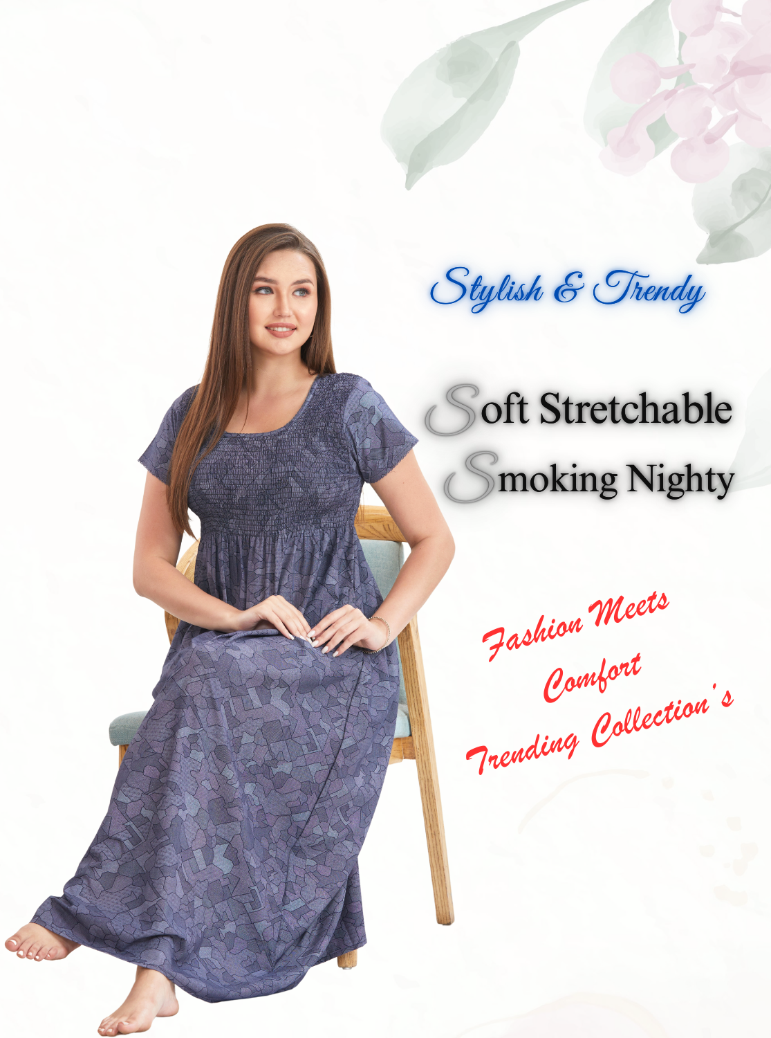 Elastic Type Smokey Nighties Online