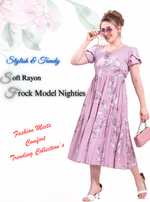 Rayon MAXI Length FROCK Model Nighties | Butterfly Sleeve's | Pleated Frock Style | Updated Collection's (FRK-H)