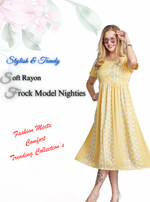 Rayon MAXI Length FROCK Model Nighties | Regular Sleeve's | Pleated Frock Style | Updated Collection's (FRK-H)