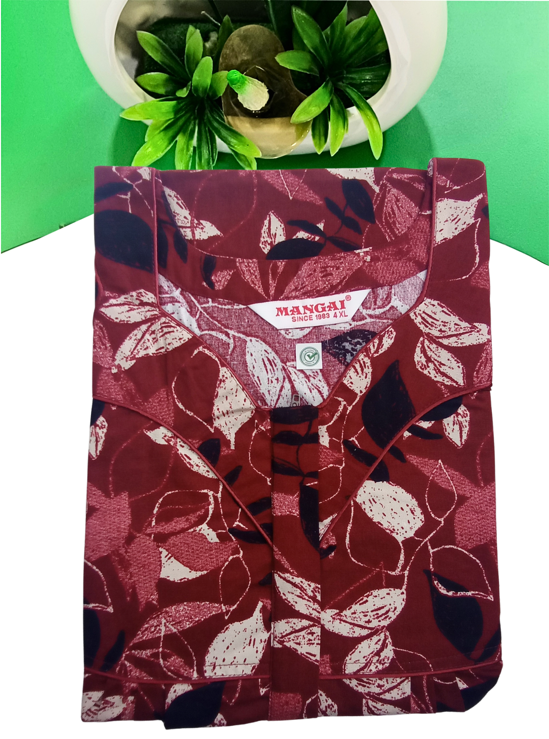 MANGAI Premium Cotton Printed Pleated Model Half Sleeve 4XL Size Nighties - Fancy Neck | With Side Pocket |Shrinkage Free Nighties | Trendy Collection's for Stylish Women's (4PZ)