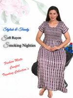 New Arrivals MANGAI Premium RAYON Smokey Nighty | Beautiful Pleated Design | Side Pocket | Stylish Nighty for Trendy Women's | Your Perfect Nightwear Collection's (RYS)