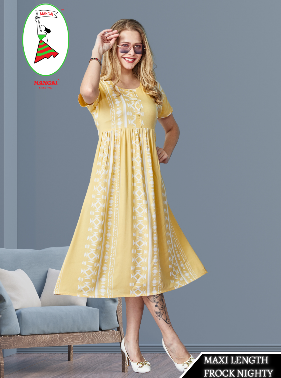 Rayon MAXI Length FROCK Model Nighties | Regular Sleeve's | Pleated Frock Style | Updated Collection's (FRK-H)