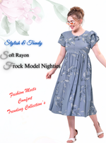 Rayon MAXI Length FROCK Model Nighties | Butterfly Sleeve's | Pleated Frock Style | Updated Collection's (FRK-H)