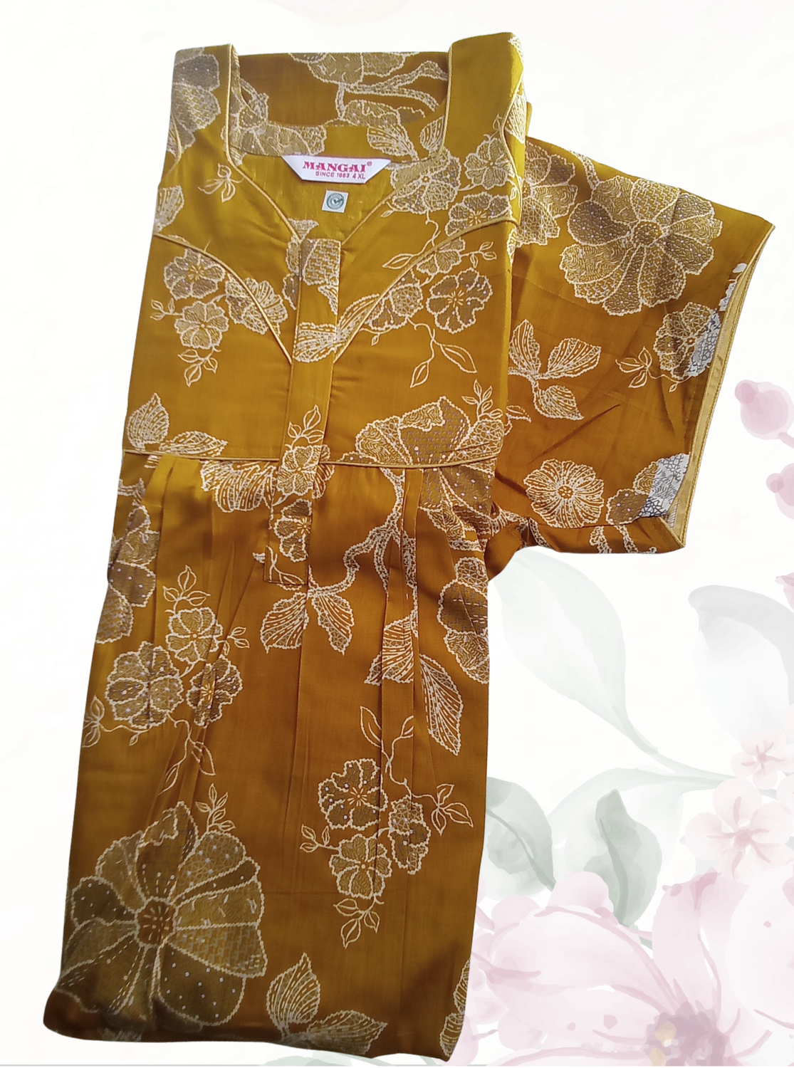 MANGAI Premium Cotton Printed Pleated Model Half Sleeve 4XL Size Nighties - Fancy Neck | With Side Pocket |Shrinkage Free Nighties | Trendy Collection's for Stylish Women's (4PZ)