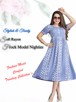 Rayon MAXI Length FROCK Model Nighties | Regular Sleeve's | Pleated Frock Style | Updated Collection's (FRK-H)