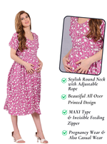 Fresh Arrivals ONLY MINE Premium 4-IN-ONE Floral Print Mom's Wear | Stylish Maxi Moms Wear | Invisible Feeding Zipper | Perfect Pregnancy Wear (MAXI 4-IN-ONE)