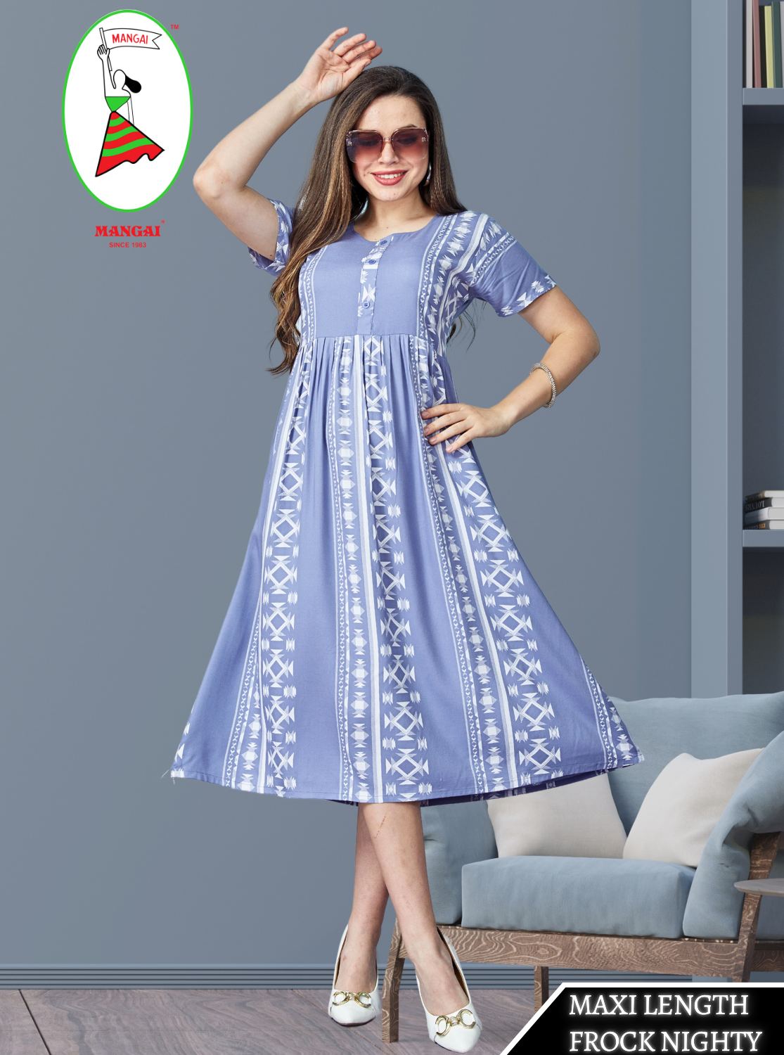 Rayon MAXI Length FROCK Model Nighties | Regular Sleeve's | Pleated Frock Style | Updated Collection's (FRK-H)