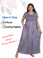 New Arrivals MANGAI Premium RAYON Smokey Nighty | Beautiful Pleated Design | Side Pocket | Stylish Nighty for Trendy Women's | Your Perfect Nightwear Collection's (RYS)