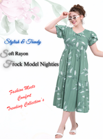 Rayon MAXI Length FROCK Model Nighties | Butterfly Sleeve's | Pleated Frock Style | Updated Collection's (FRK-H)