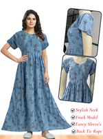 Fresh Arrivals MANGAI Alpine FULL FROCK Model Nighties | Beautiful Stylish Frock Style | Stylish Fancy Sleeves | Side Pocket | Perfect Nightwear Trendy Women's (FRK)