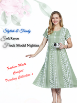 Rayon MAXI Length FROCK Model Nighties | Regular Sleeve's | Pleated Frock Style | Updated Collection's (FRK-H)