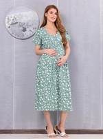 Fresh Arrivals ONLY MINE Premium 4-IN-ONE Floral Print Mom's Wear | Stylish Maxi Moms Wear | Invisible Feeding Zipper | Perfect Pregnancy Wear (MAXI 4-IN-ONE)