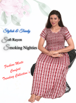 New Arrivals MANGAI Premium RAYON Smokey Nighty | Beautiful Pleated Design | Side Pocket | Stylish Nighty for Trendy Women's | Your Perfect Nightwear Collection's (RYS)