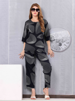 ONLY MINE Premium RAYON Printed Stylish V-Cut Neck Model Night Suits | Stylish Print's All Over | Top & Bottom Set | 3/4 Sleeve| U-Cut Neck | Trendy Night Suits for Stylish Women's (SNS)