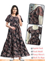 Fresh Arrivals MANGAI Alpine FULL FROCK Model Nighties | Beautiful Stylish Frock Style | Stylish Fancy Sleeves | Side Pocket | Perfect Nightwear Trendy Women's (FRK)