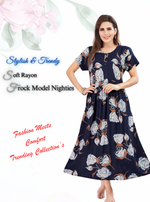 Rayon MAXI Length FROCK Model Nighties | Regular Sleeve's | Pleated Frock Style | Updated Collection's (FRK-H)