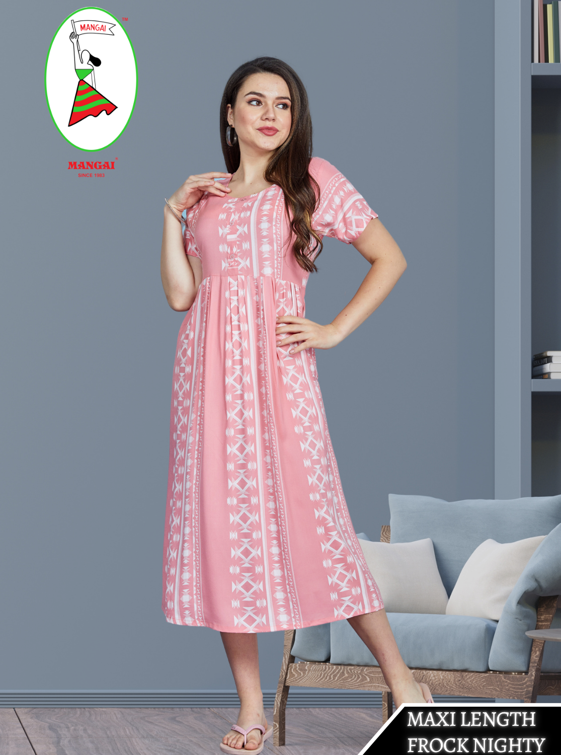 Rayon MAXI Length FROCK Model Nighties | Regular Sleeve's | Pleated Frock Style | Updated Collection's (FRK-H)