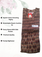 Soft Cotton Stretchable Smocking Nighties for New Arrivals | Daily Comforts & Light Weighted Elastic Nighties| Smocking Nightgown for Trendy Women's (SCT)