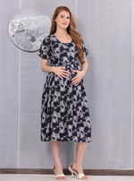 Fresh Arrivals ONLY MINE Premium 4-IN-ONE Floral Print Mom's Wear | Stylish Maxi Moms Wear | Invisible Feeding Zipper | Perfect Pregnancy Wear (MAXI 4-IN-ONE)