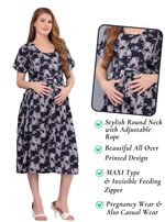 Fresh Arrivals ONLY MINE Premium 4-IN-ONE Floral Print Mom's Wear | Stylish Maxi Moms Wear | Invisible Feeding Zipper | Perfect Pregnancy Wear (MAXI 4-IN-ONE)