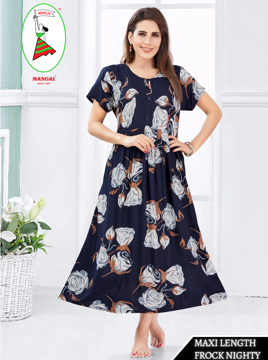 Rayon MAXI Length FROCK Model Nighties | Regular Sleeve's | Pleated Frock Style | Updated Collection's (FRK-H)