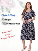 Fresh Arrivals ONLY MINE Premium 4-IN-ONE Floral Print Mom's Wear | Stylish Maxi Moms Wear | Invisible Feeding Zipper | Perfect Pregnancy Wear (MAXI 4-IN-ONE)