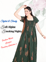 New Arrivals ONLY MINE Premium ALPINE Smokey Nighty | Beautiful Pleated Design | Side Pocket | Stylish Nighty for Trendy Women's | Your Perfect Nightwear Collection's (ALS)