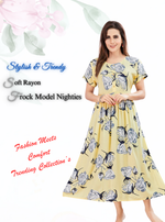 Rayon MAXI Length FROCK Model Nighties | Regular Sleeve's | Pleated Frock Style | Updated Collection's (FRK-H)