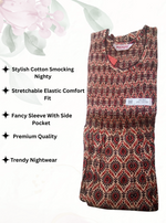 Soft Cotton Stretchable Smocking Nighties for New Arrivals | Daily Comforts & Light Weighted Elastic Nighties| Smocking Nightgown for Trendy Women's (SCT)