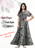 Fresh Arrivals MANGAI Alpine FULL FROCK Model Nighties | Beautiful Stylish Frock Style | Stylish Fancy Sleeves | Side Pocket | Perfect Nightwear Trendy Women's (FRK)