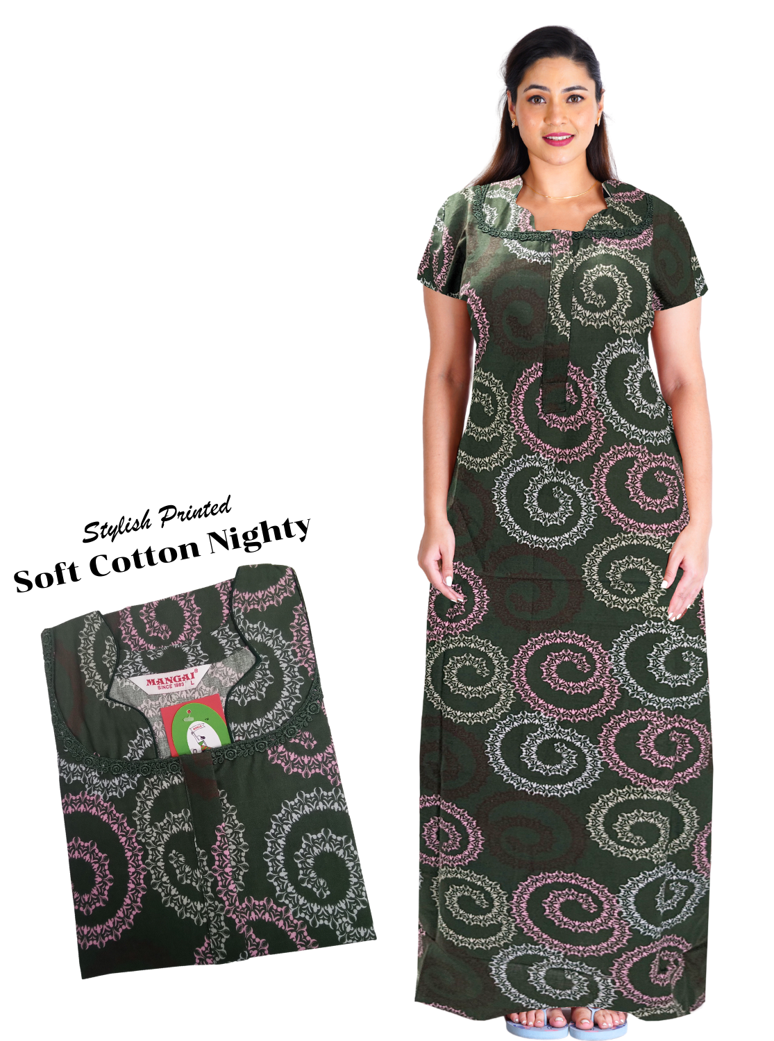 New Arrivals MANGAI Premium Cotton Printed Nighties- All Over Printed Stylish Nightwear for Stylish Women | Updated Design's