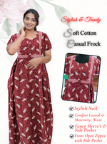 MANGAI Premium Casual Wear Cotton FROCK Model Nighties | Stylish Pleated Frock Style | Multipurpose Nighties | Casual & Pregnancy Wear | Pleated Model | Stylish Nighties for Stylish Women (MW)