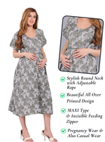 Fresh Arrivals ONLY MINE Premium 4-IN-ONE Floral Print Mom's Wear | Stylish Maxi Moms Wear | Invisible Feeding Zipper | Perfect Pregnancy Wear (MAXI 4-IN-ONE)