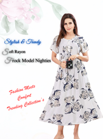 Rayon MAXI Length FROCK Model Nighties | Regular Sleeve's | Pleated Frock Style | Updated Collection's (FRK-H)