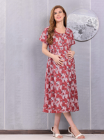 Fresh Arrivals ONLY MINE Premium 4-IN-ONE Floral Print Mom's Wear | Stylish Maxi Moms Wear | Invisible Feeding Zipper | Perfect Pregnancy Wear (MAXI 4-IN-ONE)