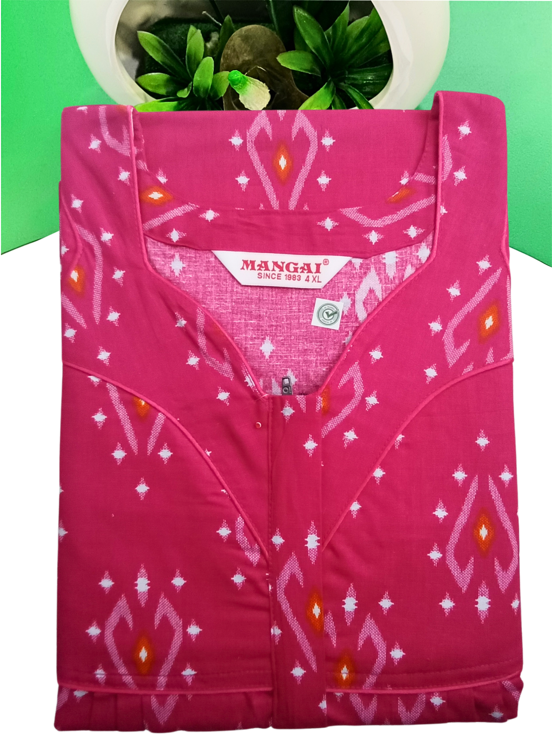 MANGAI Premium Cotton Printed Pleated Model Half Sleeve 4XL Size Nighties - Fancy Neck | With Side Pocket |Shrinkage Free Nighties | Trendy Collection's for Stylish Women's (4PZ)