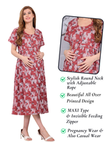 Fresh Arrivals ONLY MINE Premium 4-IN-ONE Floral Print Mom's Wear | Stylish Maxi Moms Wear | Invisible Feeding Zipper | Perfect Pregnancy Wear (MAXI 4-IN-ONE)