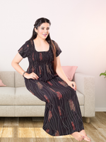 New Arrivals ONLY MINE Premium ALPINE Smokey Nighty | Beautiful Pleated Design | Side Pocket | Stylish Nighty for Trendy Women's | Your Perfect Nightwear Collection's (ALS)