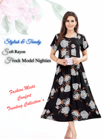 Rayon MAXI Length FROCK Model Nighties | Regular Sleeve's | Pleated Frock Style | Updated Collection's (FRK-H)