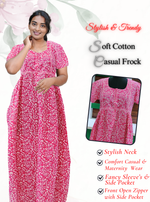 MANGAI Premium Casual Wear Cotton FROCK Model Nighties | Stylish Pleated Frock Style | Multipurpose Nighties | Casual & Pregnancy Wear | Pleated Model | Stylish Nighties for Stylish Women (MW)