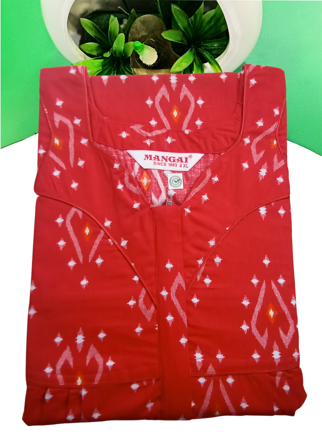 MANGAI Premium Cotton Printed Pleated Model Half Sleeve 4XL Size Nighties - Fancy Neck | With Side Pocket |Shrinkage Free Nighties | Trendy Collection's for Stylish Women's (4PZ)