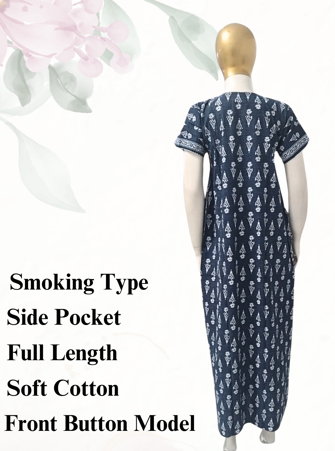 New MANGAI Premium COTTON Printed Smokey Nighty | Beautiful Pleated Design | Side Pocket | Stylish Nighty for Trendy Women's | Your Perfect Nightwear Collection's