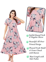 Rayon MAXI Length FROCK Model Nighties | Regular Sleeve's | Pleated Frock Style | Updated Collection's (FRK-H)