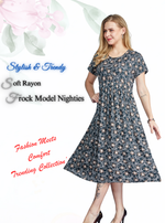 Rayon MAXI Length FROCK Model Nighties | Regular Sleeve's | Pleated Frock Style | Updated Collection's (FRK-H)